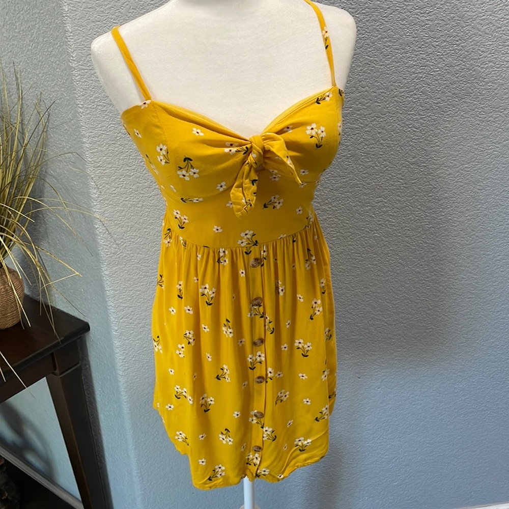 As u wish Floral V Neck Tie Knot Front Spaghetti Strap Summer Dresses
